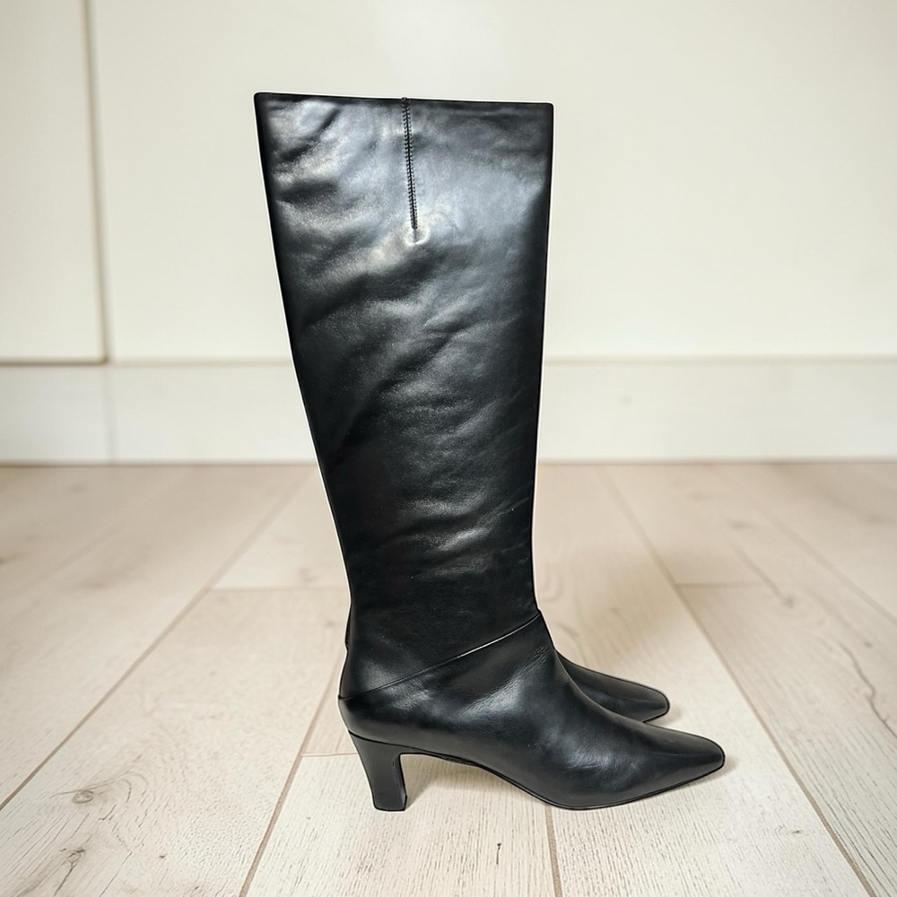 🌻NEW w/box Franco Sarto Andria black leather knee high boots Women’s size 9.5